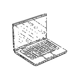 Poster - laptop notebook hand drawn vector. pc screen, computer mockup, digital desktop, web display laptop notebook sketch. isolated black illustration