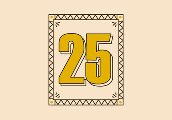 Wall Mural - Vintage rectangle frame with number 25 on it