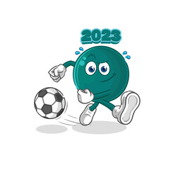 Wall Mural - 2023 kicking the ball cartoon. cartoon mascot vector