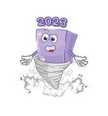 Poster - new year in the tornado cartoon character vector