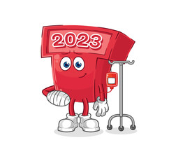 Poster - new year 2023 sick in IV illustration. character vector