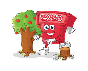 Sticker - new year 2023 Carpenter illustration. character vector