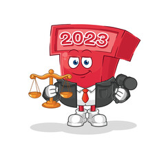 Poster - new year 2023 lawyer cartoon. cartoon mascot vector