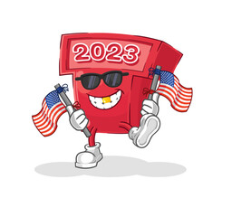 Canvas Print - new year 2023 american youth cartoon mascot vector