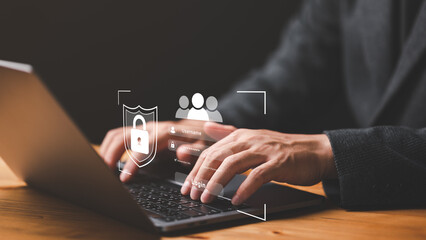 Leinwandbilder - User authentication system login with username, password, cybersecurity concept, information security and encryption, secure Internet access, technology and cybernetics. computer security system.