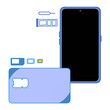 © Ray Tsukishiro - 青色のスマートフォン、SIMピン、トレイ、nanoSIM