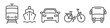 Transportation vector icon collection on white backround -  bus, car, bicycle, train and ferry
