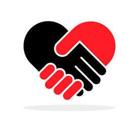 Wall Mural - Heart black and red color. Handshake symbol forming a heart. Love symbol. Vector illustration