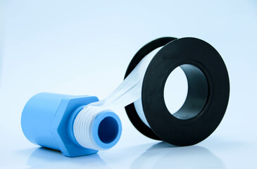 Thread Seal tape with Blue PCV pipe, White seal tape for Threads, Tools for Pipe