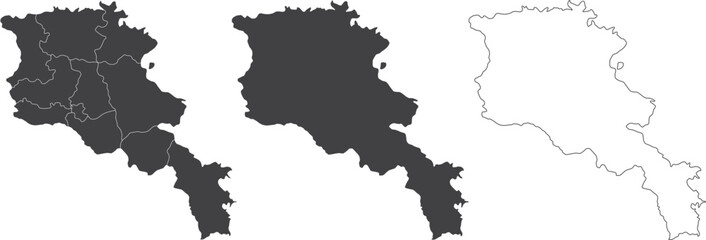 Wall Mural - set of 3 maps of armenia - vector illustrations