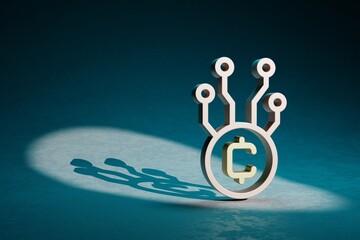 Leinwandbilder - Beautiful abstract illustrations Cryptocurrency Blockchain Token symbol icon on a dark blue background. 3d rendering illustration. Background pattern for design.