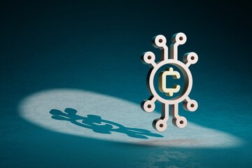 Aufkleber - Beautiful abstract illustrations Blockchain Token symbol icon on a dark blue background. 3d rendering illustration. Background pattern for design.