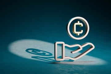Leinwandbilder - Beautiful abstract illustrations Cryptocurrency Coin hand Token symbol icon on a dark blue background. 3d rendering illustration. Background pattern for design.