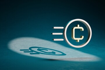 Leinwandbilder - Beautiful abstract illustrations Cryptocurrency Coin Token symbol icon on a dark blue background. 3d rendering illustration. Background pattern for design.