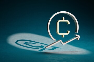 Leinwandbilder - Beautiful abstract illustrations Cryptocurrency CoinUP symbol icon on a dark blue background. 3d rendering illustration. Background pattern for design.