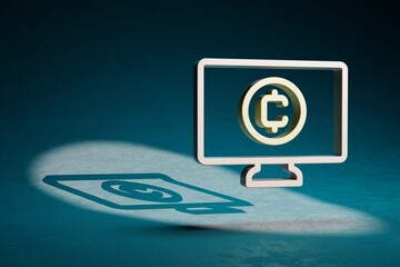 Leinwandbilder - Beautiful abstract illustrations Cryptocurrency Token symbol icon on a dark blue background. 3d rendering illustration. Background pattern for design.