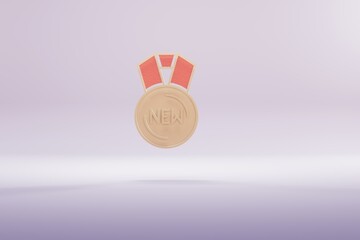 Aufkleber - Beautiful illustration Golden New medal symbol icons on a bright pink  background. 3d rendering illustration. Background pattern for design.