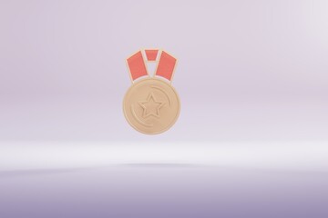 Aufkleber - Beautiful illustration Golden Star medal symbol icons on a bright pink  background. 3d rendering illustration. Background pattern for design.