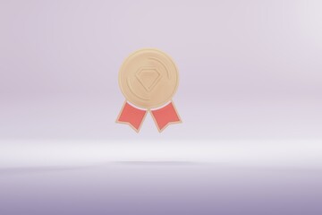Aufkleber - Beautiful illustration Golden Winner Badge symbol icons on a bright pink  background. 3d rendering illustration. Background pattern for design.