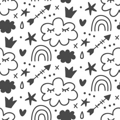 Wall Mural - Magic Fairy tale kids seamless pattern fantasy