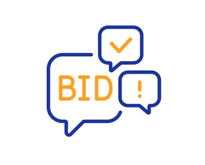 Aufkleber - Bid offer line icon. Auction sign. Raise the price up symbol. Colorful thin line outline concept. Linear style bid offer icon. Editable stroke. Vector