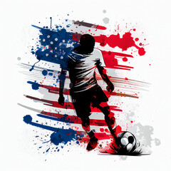 Wall Mural - US national football player. USA soccer team. America soccer poster. Abstract American football background