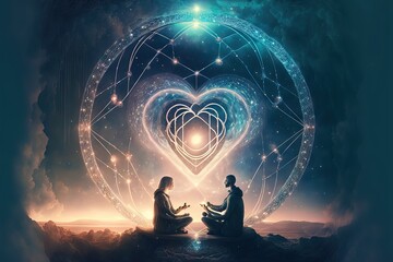 Spiritual Connection Between Two Persons, with electromagnetic connections generated in deep state meditation through astral communication, and Telepathy