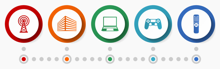 Fototapete - Technology vector icon set, media web buttons collection, business infographic template