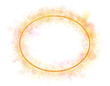 Marco ovalado dorado con luces brillantes y efectos bokeh brillantes alrededor, fondo transparente. Destellos dorados brillantes. Plantilla de diseño