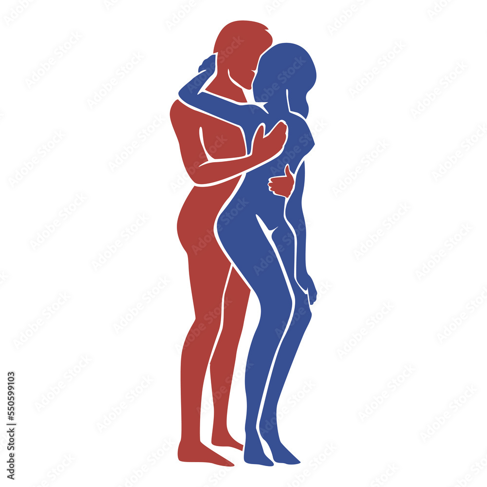 Pose of the Kamasutra. A man and a woman have sex standing up. Vector  illustration Stock Vector | Adobe Stock