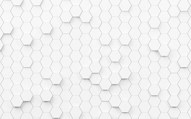 Poster - White hexagonal background pattern, 3d rendering.
