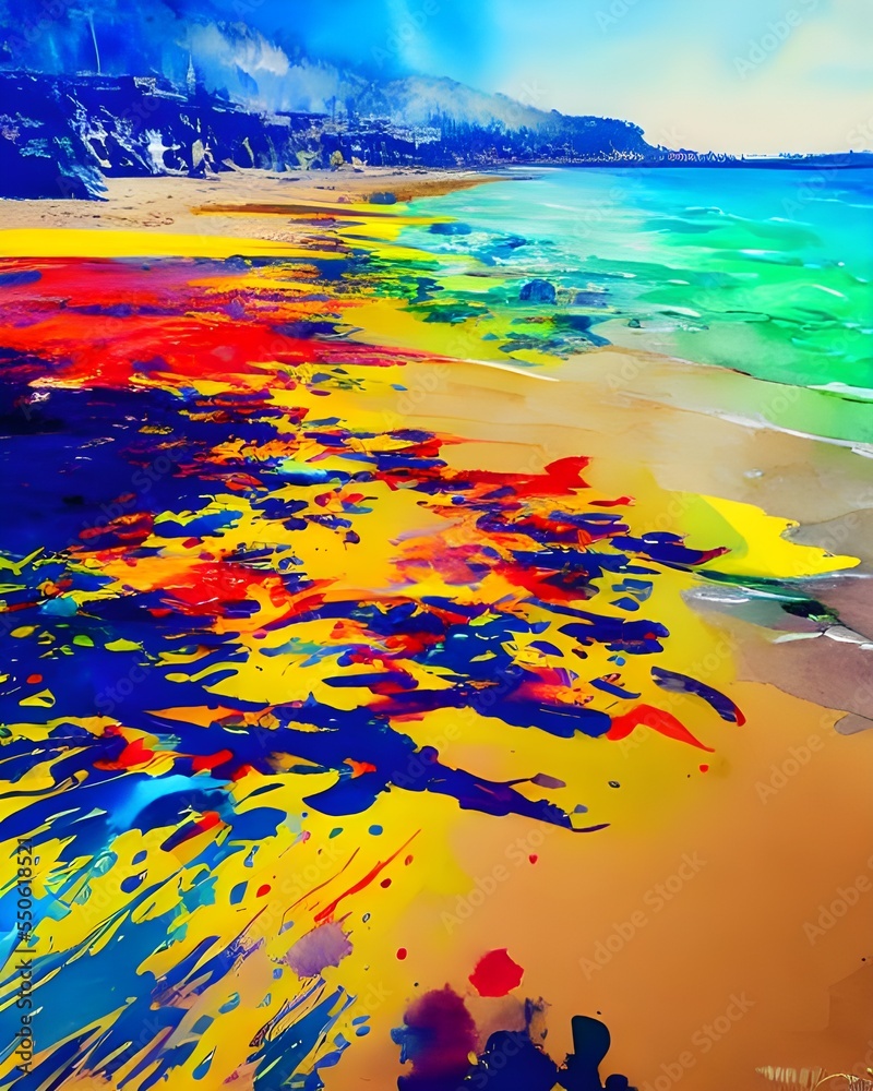 The beach is a beautiful scene with different colors all around. The ...