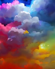 Wall Mural - The clouds are colorful and resemble a watercolor painting.