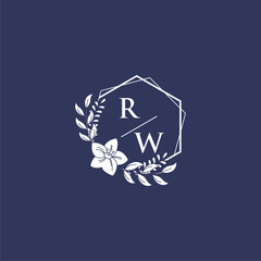 RW initial monogram wedding with creative polygon design