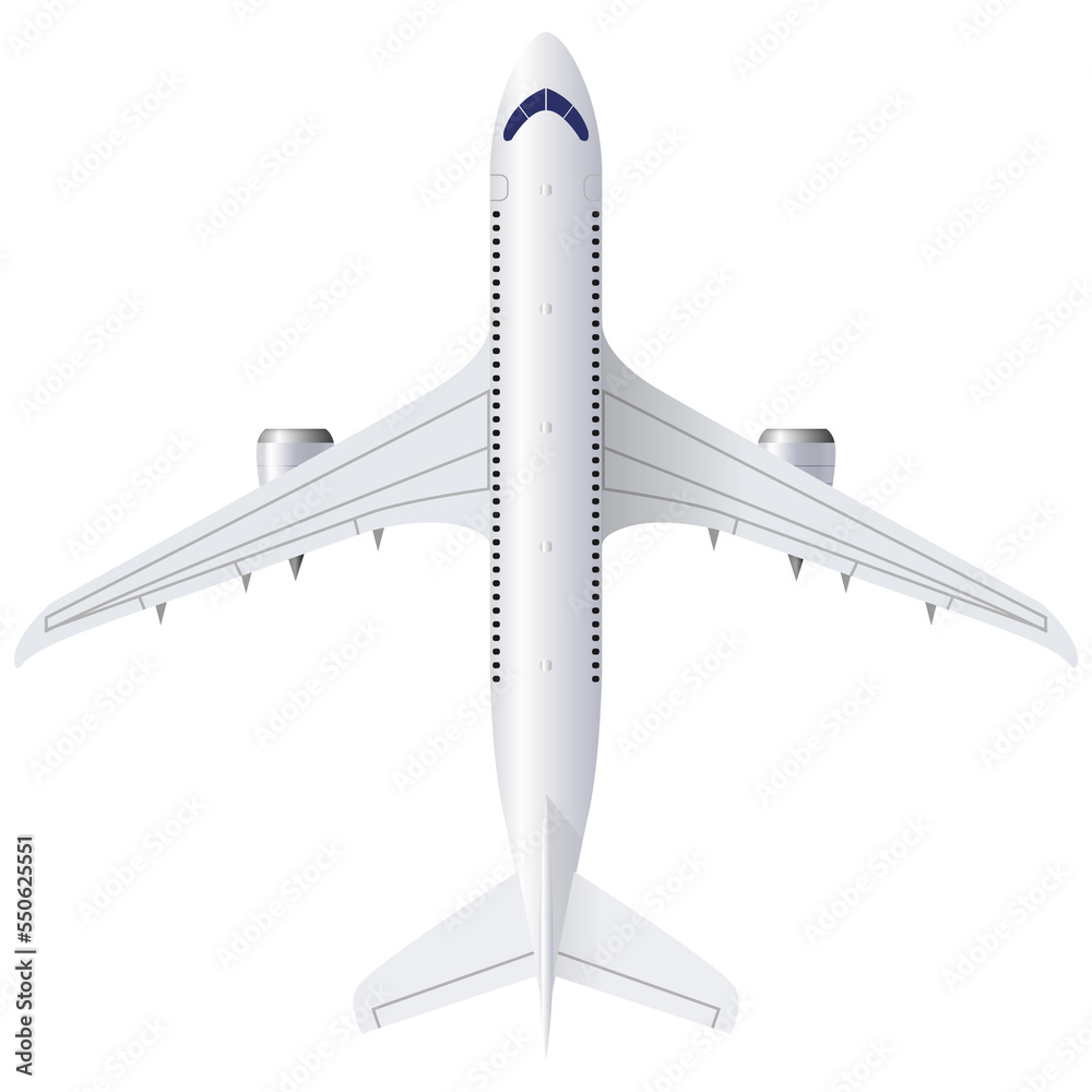 Aircraft or airplane on top view