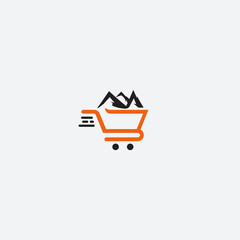 Wall Mural - Mountain and shopping trolley symbol logo icon