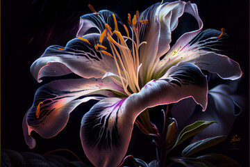 Canvas Print - Electrified lily flower glitch art