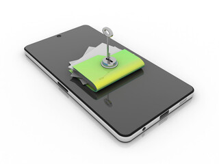 Poster - 3d rendering mobile folder storage protected key
