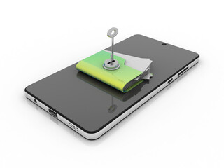 Poster - 3d rendering mobile folder storage protected key