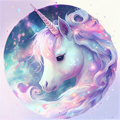 Wall Mural - Unicorn illustration for children design. Rainbow hair. Isolated. Cute fantasy animal.