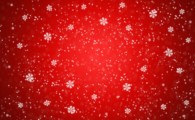 Wall Mural - Christmas snowy winter design. Snow red background.  Blurred background