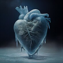 Frozen Heart Made Of Ice, Anatomically Correct Ice Heart, Generated Art