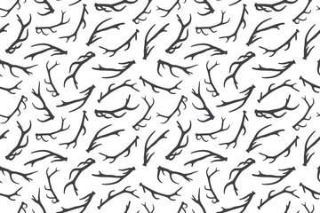 seamless pattern of deer antlers - vector illustration