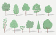 Vector set of trees for representing vegetation in architectural projects - ideal for cuts, facades and sketches.