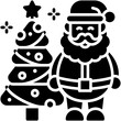 Santa Claus with christmas tree icon, Christmas related vector illustration