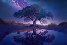 A Magnificent And Ancient Blue Jacaranda Tree. 3d Illustration