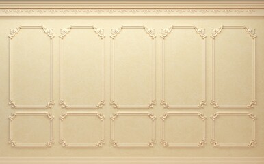 Wall Mural - Classic wall of biege wood panels cabinet wall