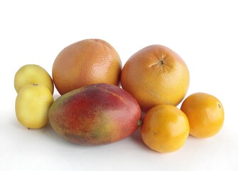 Poster - various multicolor tropical fruits close up