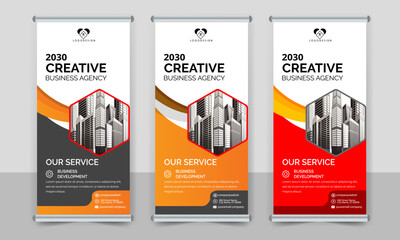 creative business roll up banner design. Standee Design Banner, Corporate digital Roll Up Banner.