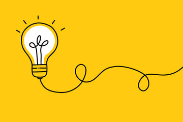Wall Mural - background creative idea with hand drawn light bulb and lines